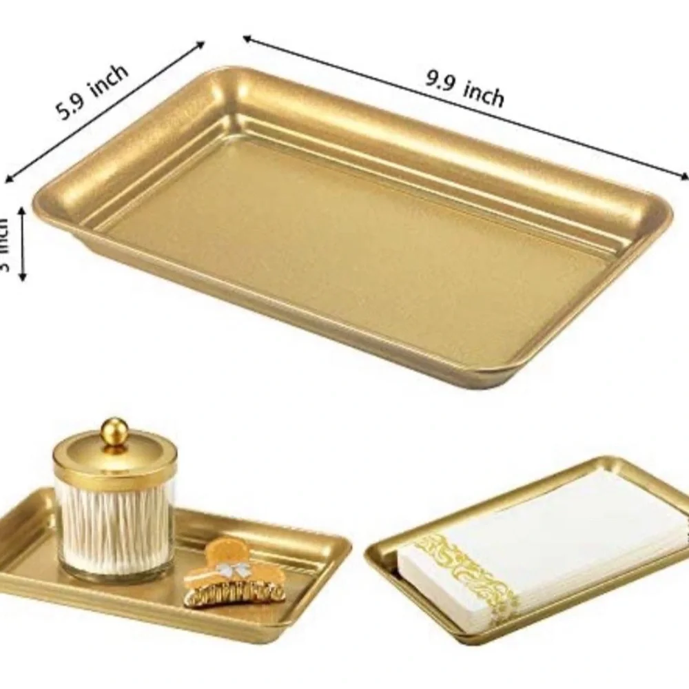 Gold Rectangular Napkin Trays (2)